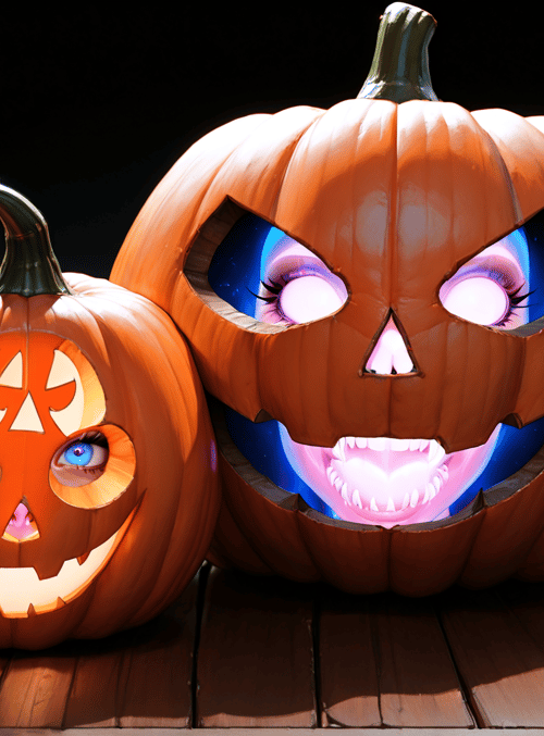 pumpkin, jack-o-lantern, halloween, carving, light, wooden floor, doorway, lantern, decor, eye