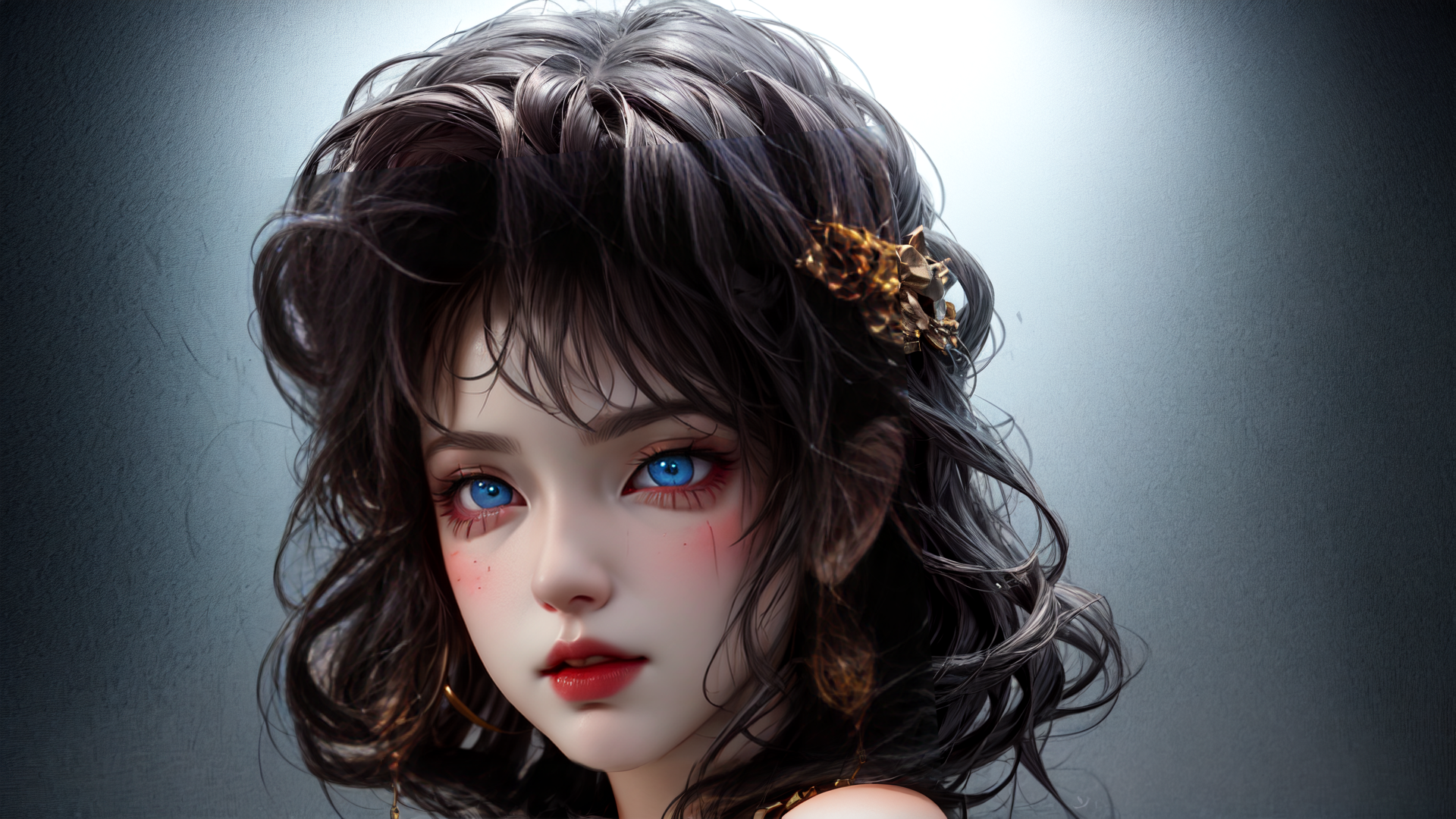 AI generated wallpaper featuring girl, hair, earrings