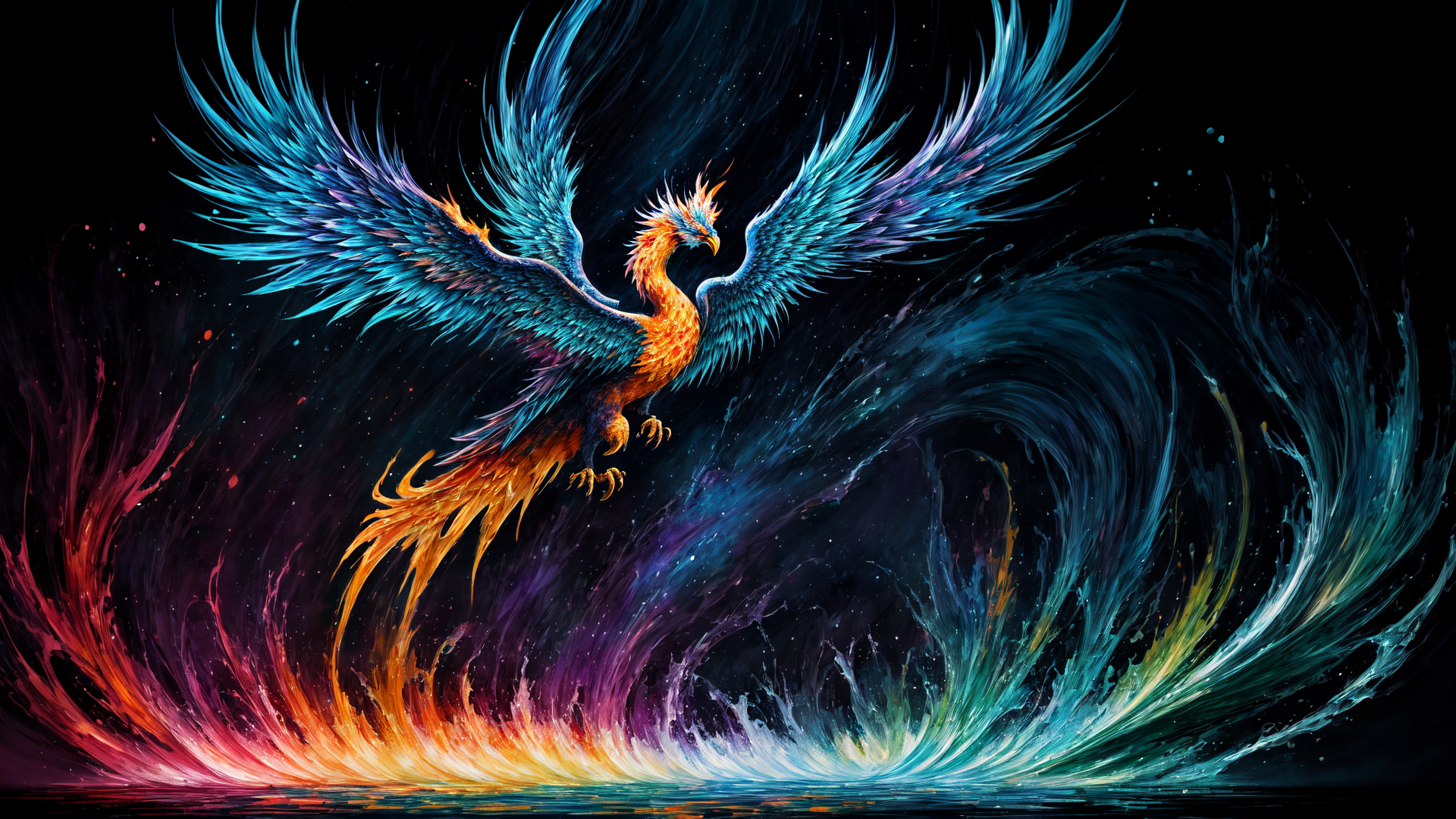 AI generated wallpaper featuring phoenix, bird, mythical