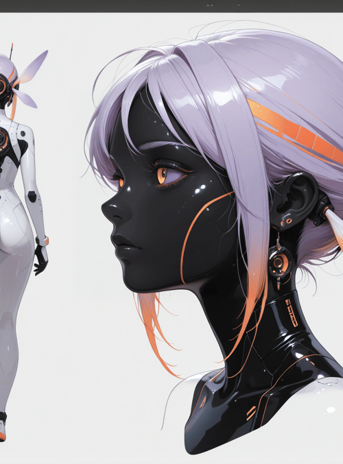 cyborg, robot, futuristic, character, design, anime, fashion, accessory, wing, hair