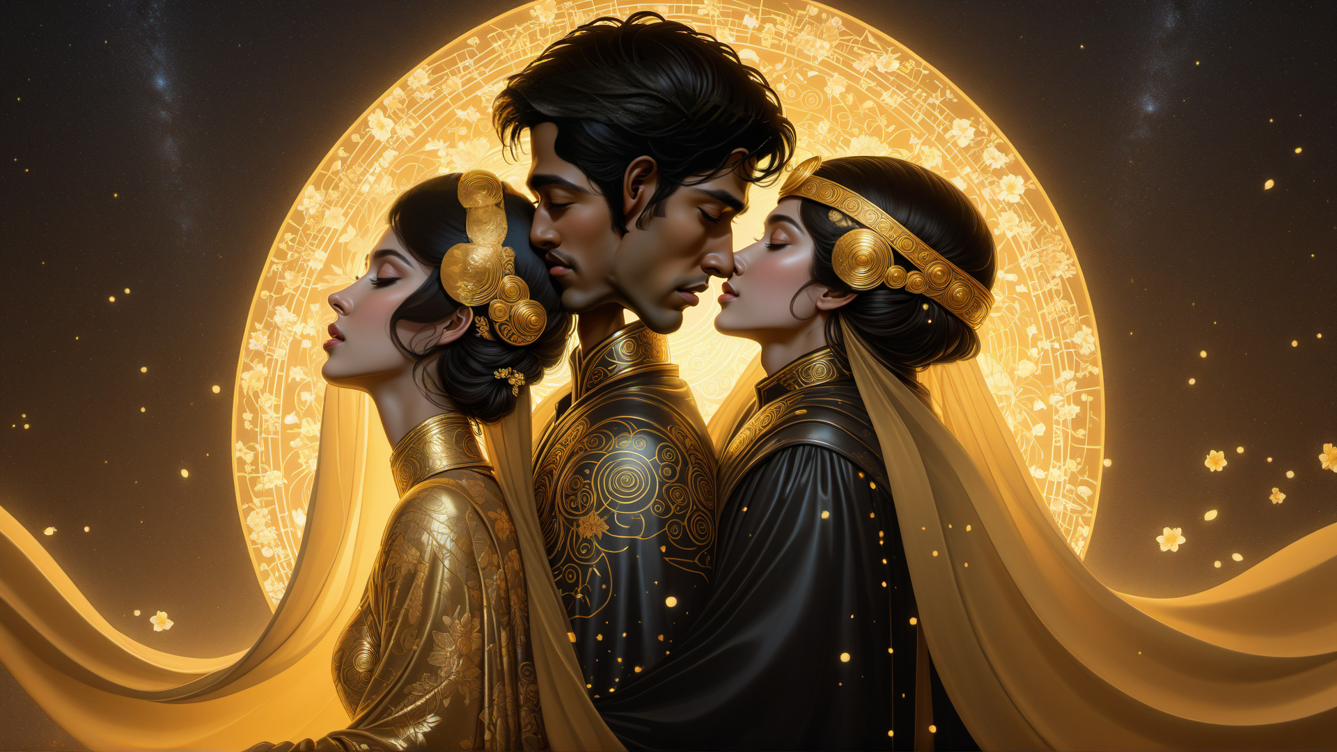 AI generated wallpaper featuring royal, couple, kiss