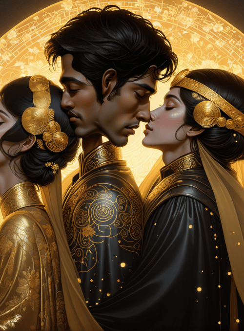 royal, couple, kiss