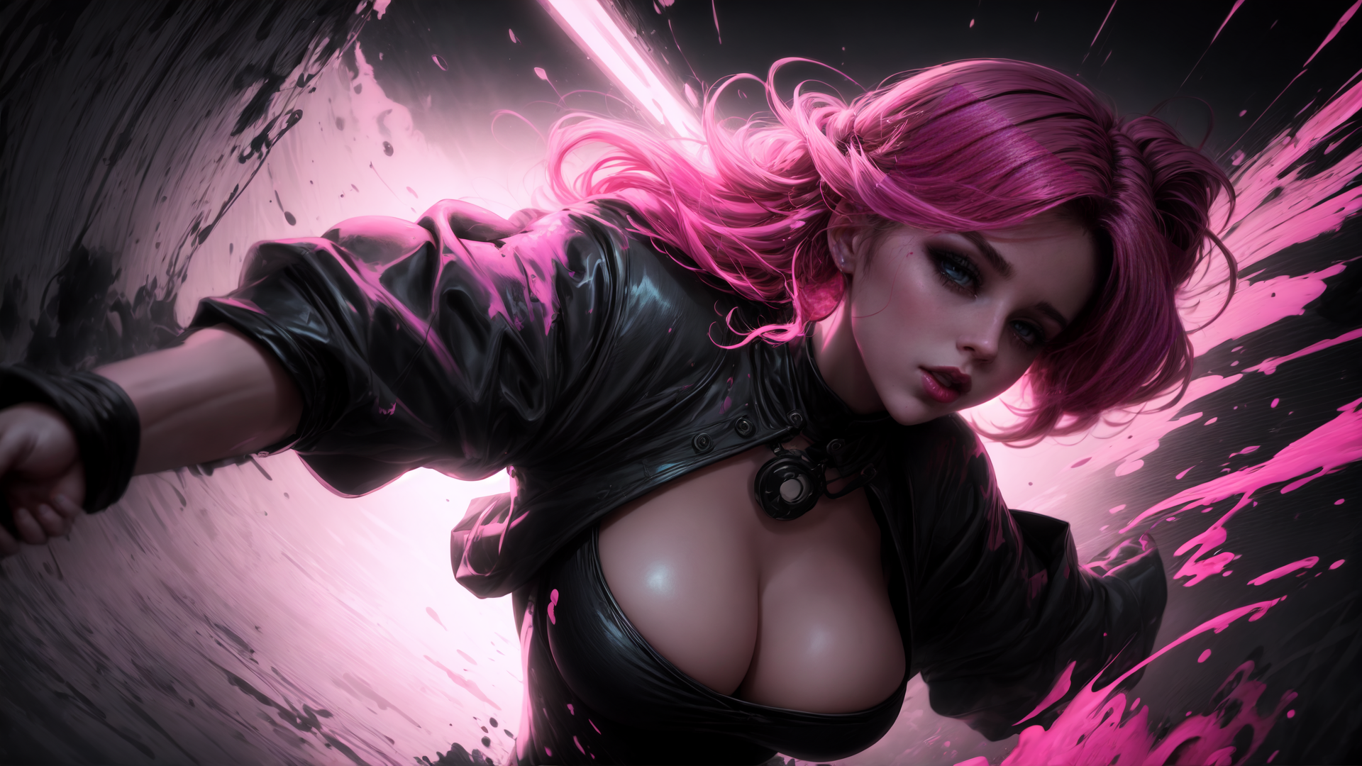 AI generated wallpaper featuring woman, gamer, character