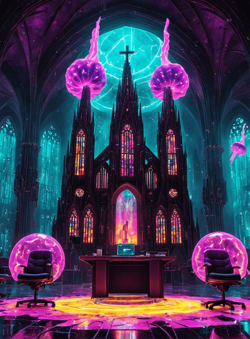 cathedral, office, spheres