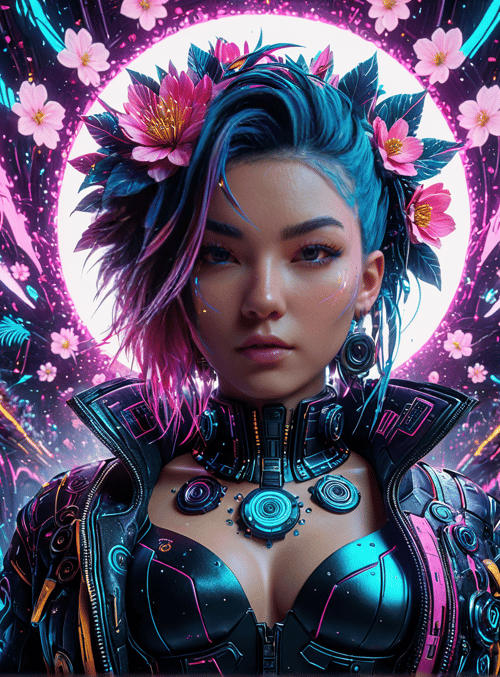 cyberpunk woman, neon alley