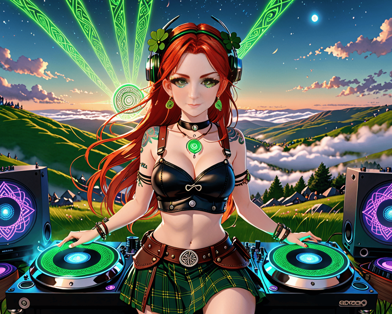AI generated wallpaper featuring dj, woman, gears
