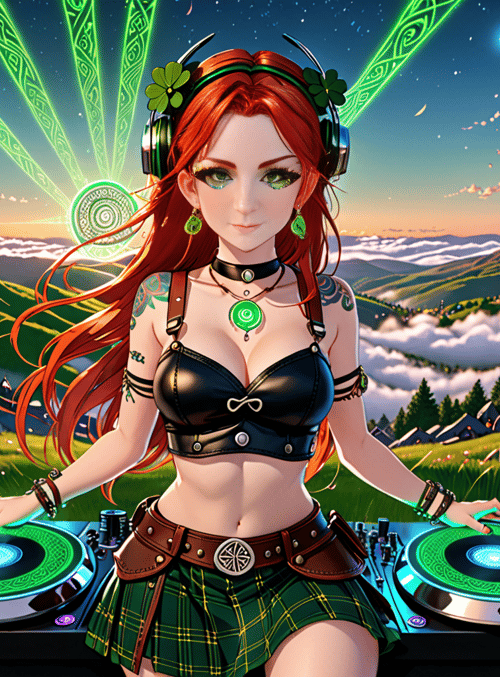 dj, woman, gears