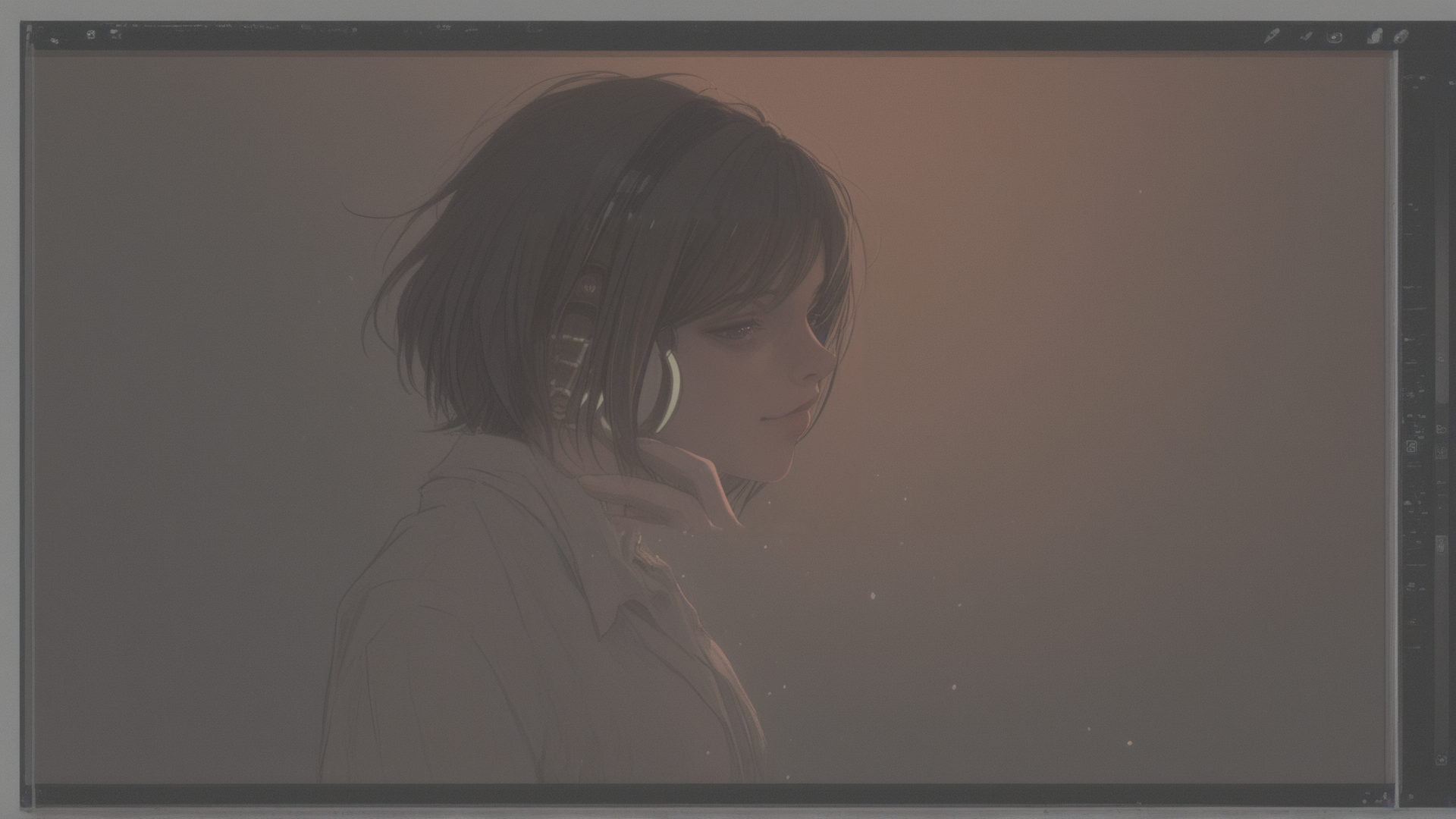 AI generated wallpaper featuring woman, headphones, shirt