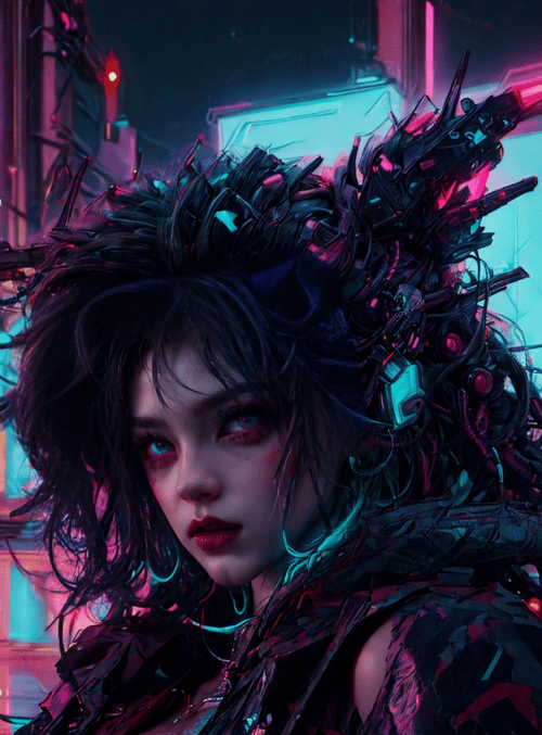 cyberpunk, woman, neon
