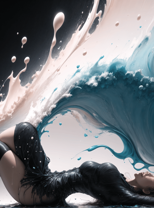 woman, wave, liquid