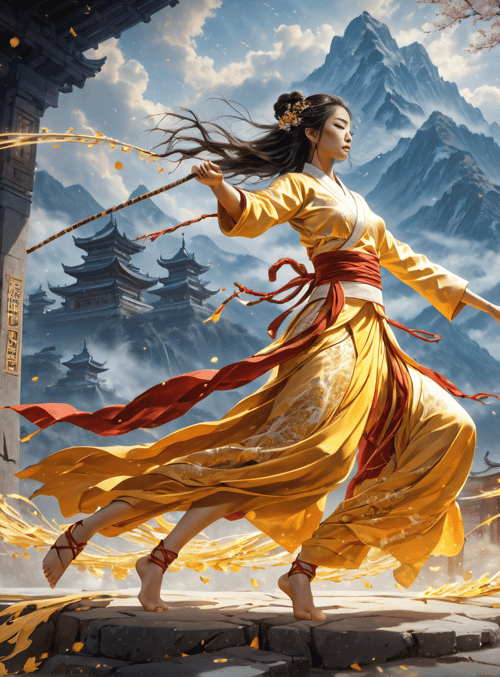 woman, bamboo, mountain