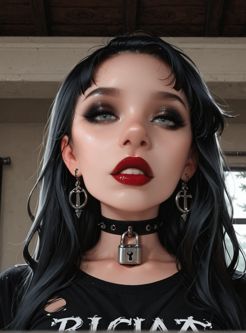woman, choker, earrings, shirt, hair