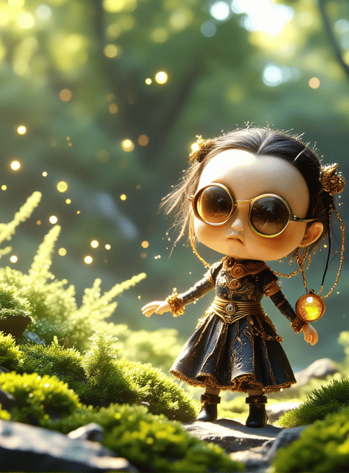 doll, forest, glasses