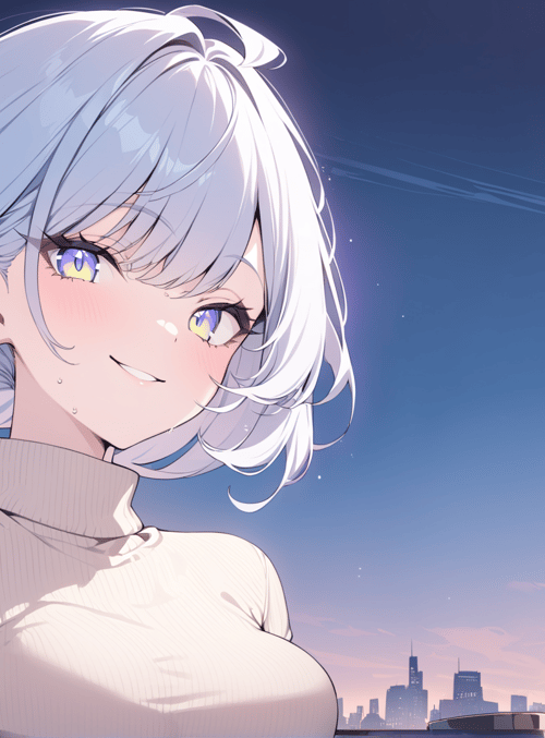 anime girl, cityscape, neon