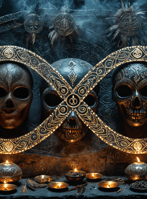 skulls, candles, headdresses