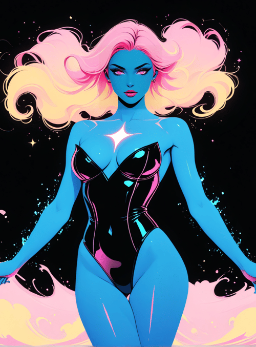 woman, star, wave