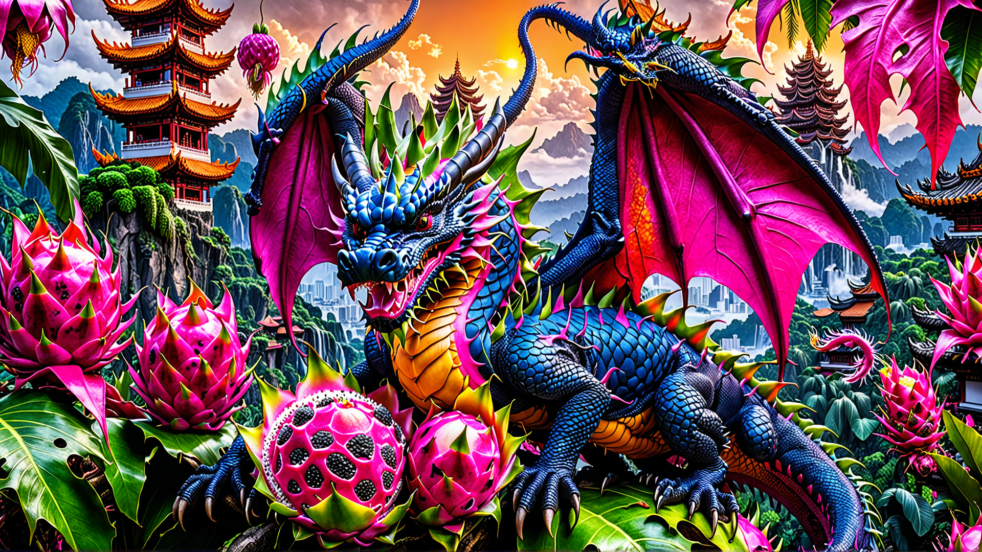 AI generated wallpaper featuring dragon, dragon, dragon