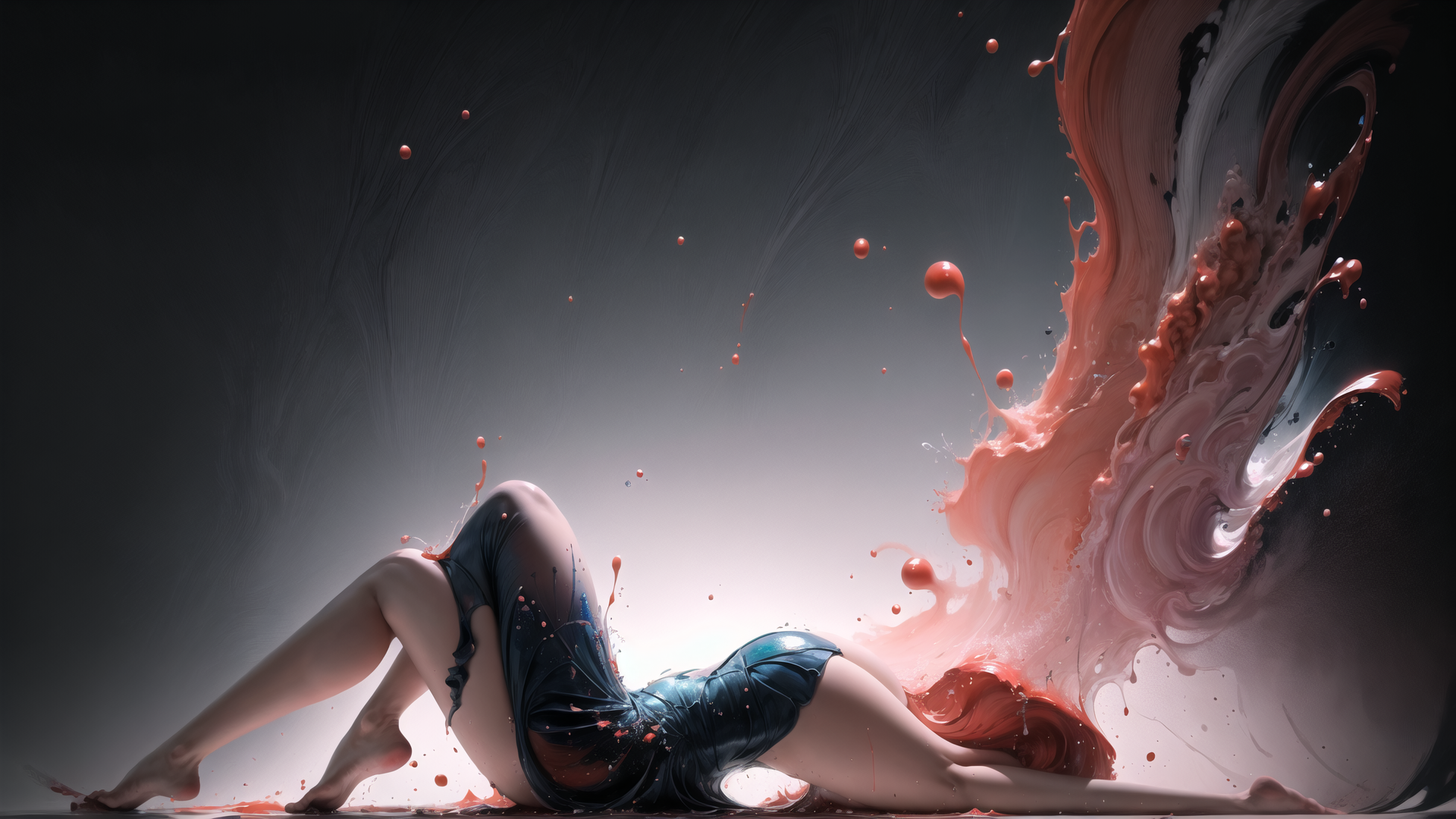 AI generated wallpaper featuring woman, liquid, abstract