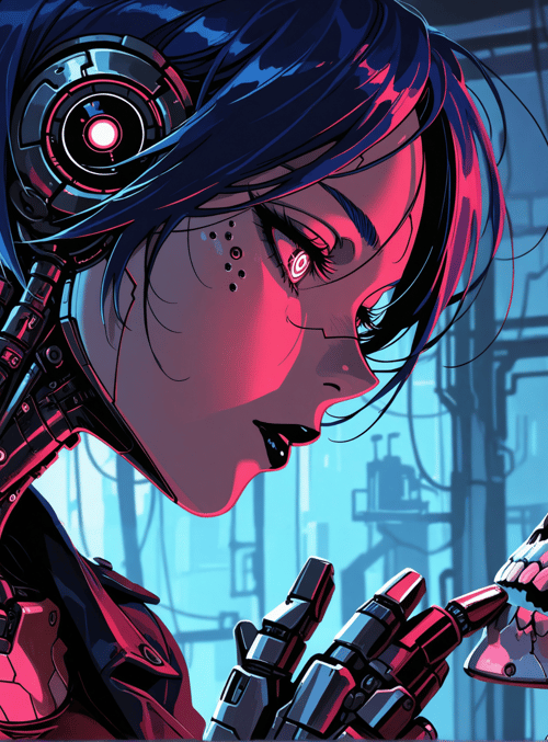 cyborg, robot, skull