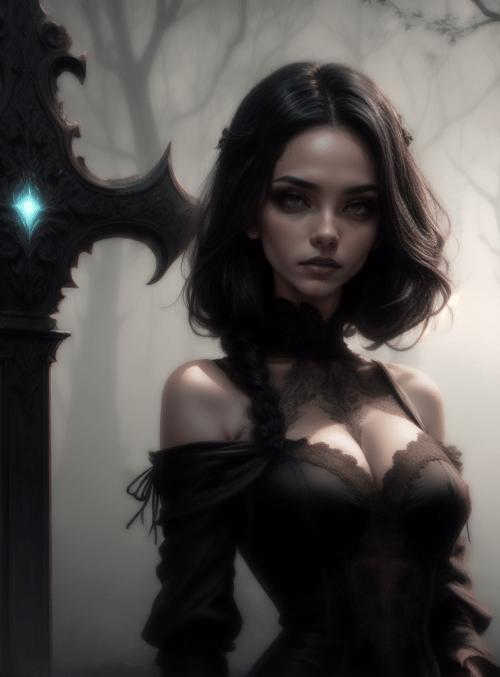 woman, swords