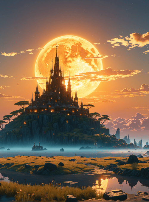 castle, planet, landscape