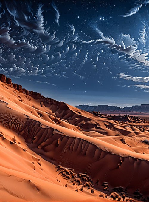 desert, moon, dunes