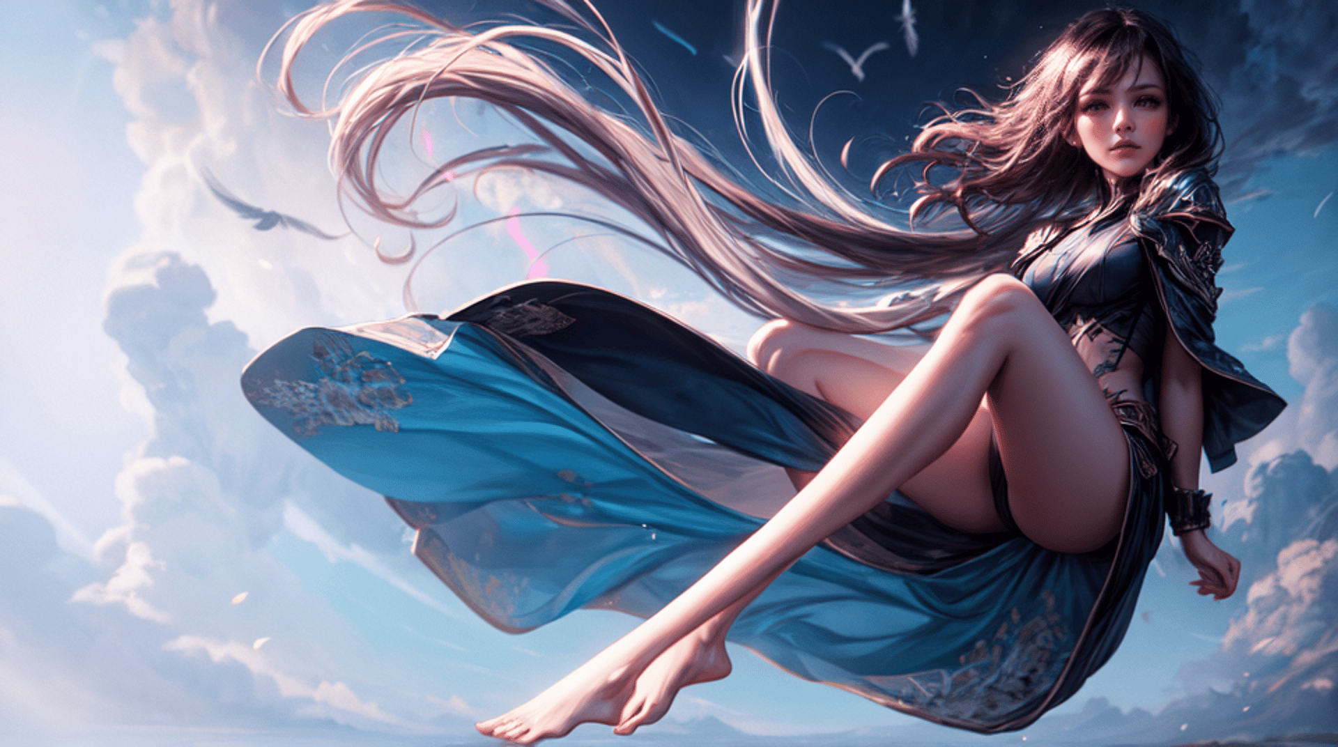AI generated wallpaper featuring woman, goddess, angel