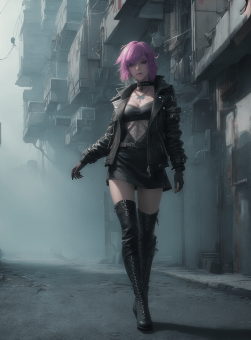 woman, cyberpunk, alley