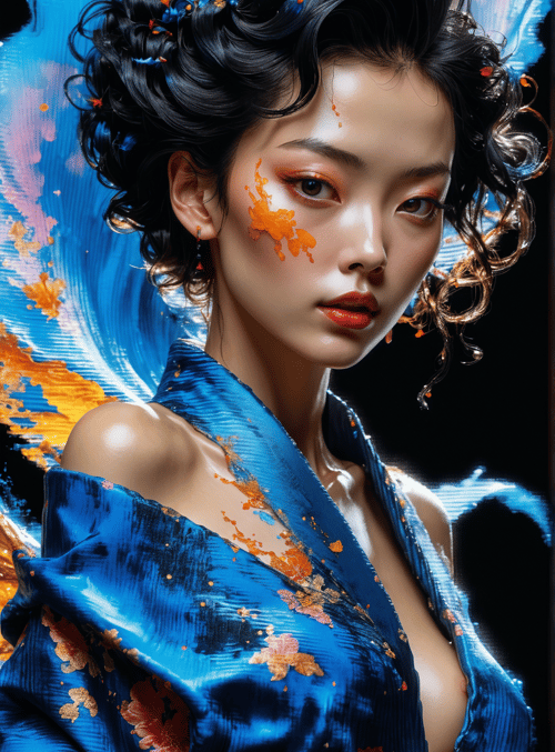 woman, geisha, painting