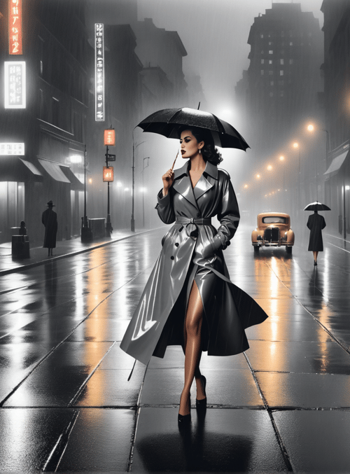 woman, umbrella, city