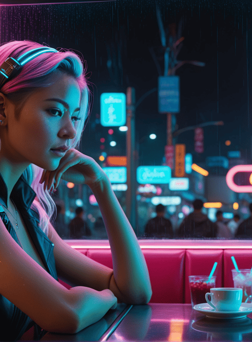 woman, neon, butterfly
