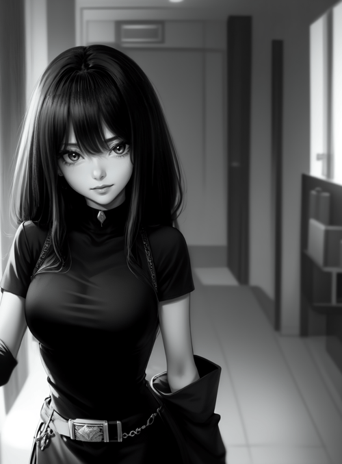 woman, anime, corridor