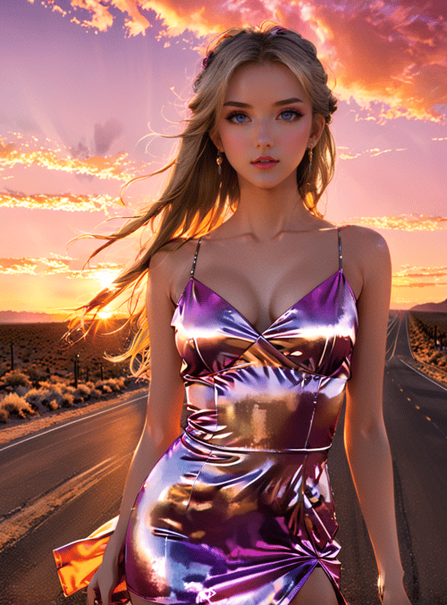 woman, desert, road