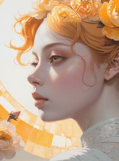 woman, flowers, sun