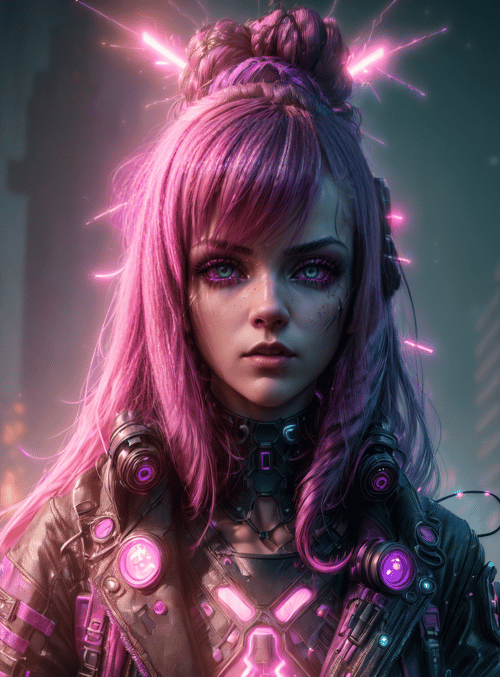 cyberpunk woman, neon, urban