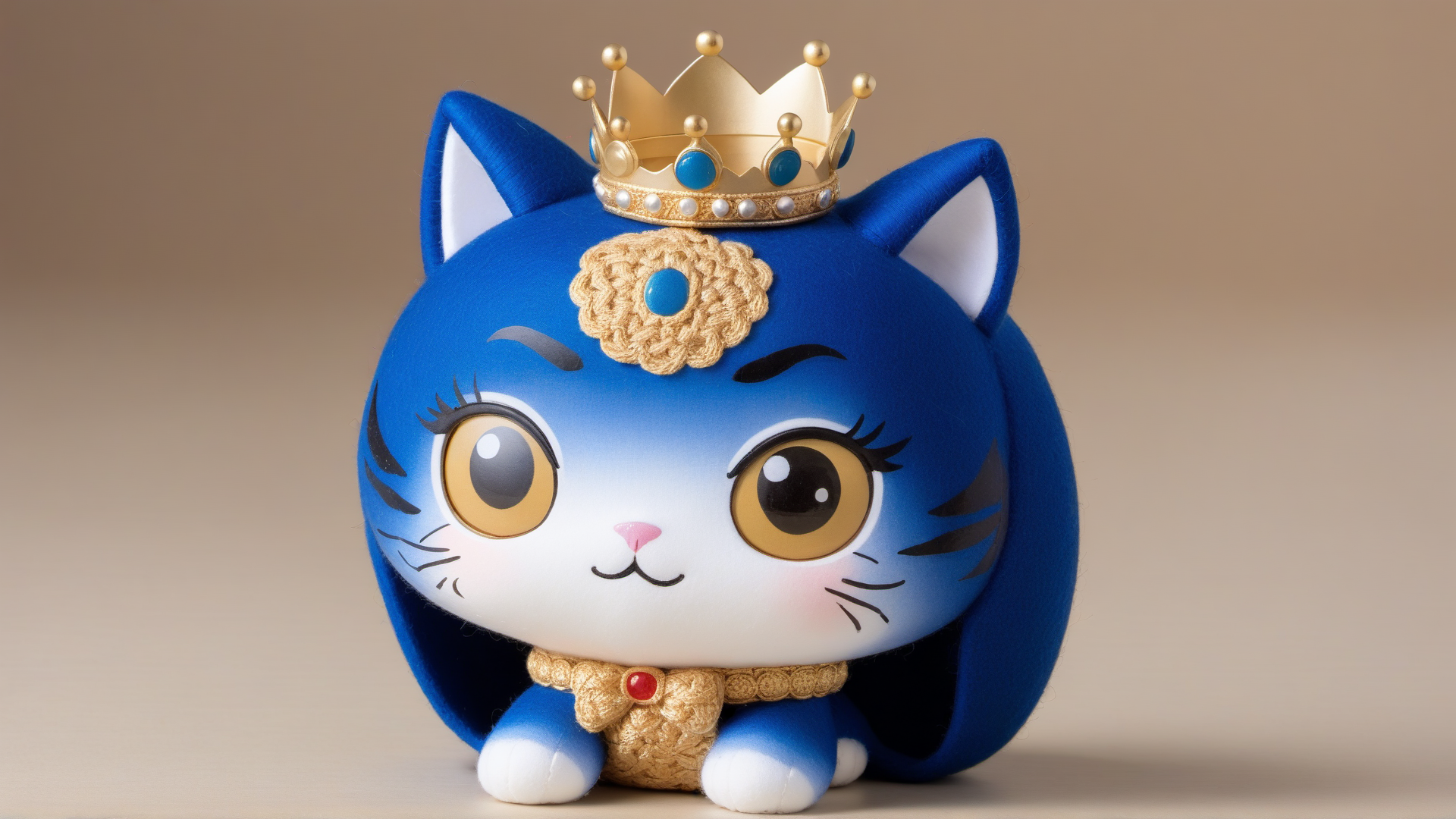 AI generated wallpaper featuring cat, crown, teddy bear