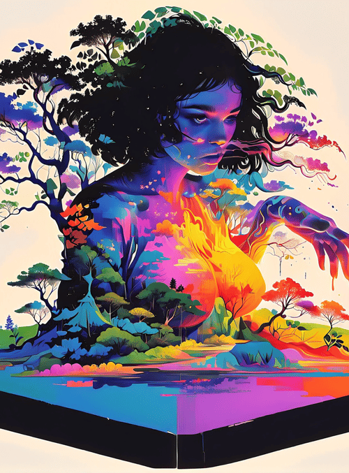 woman, trees, nature, landscape