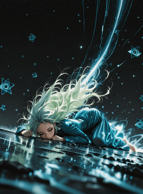 girl, stars, light