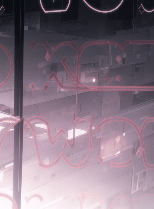 neon, cityscape, glass