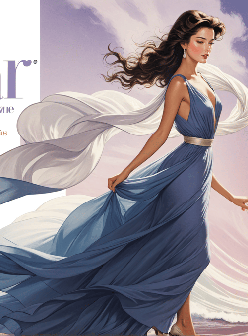 woman, dress, waves