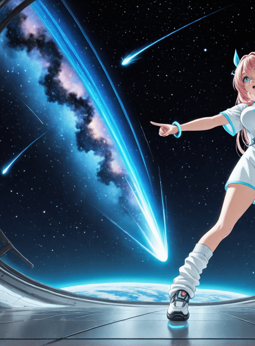 girl, space, astronaut, comet, galaxy, spaceship, planet, nebula, star, cosmos