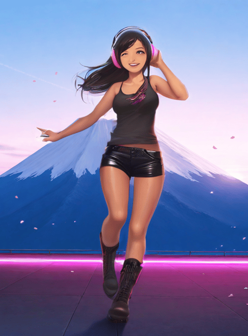 anime, girl, mountain
