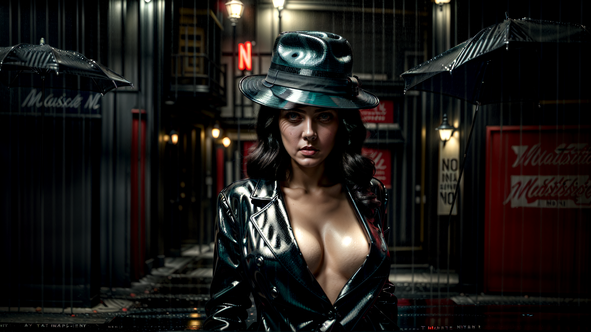 woman, umbrella, rain