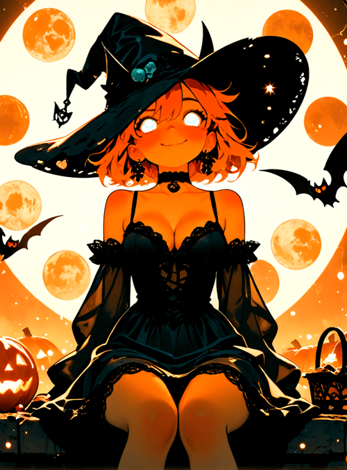 witch, pumpkin, bat, moon, candy, lantern, tree, halloween, costume, bunny