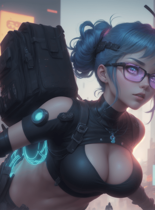 cyberpunk girl, neon city