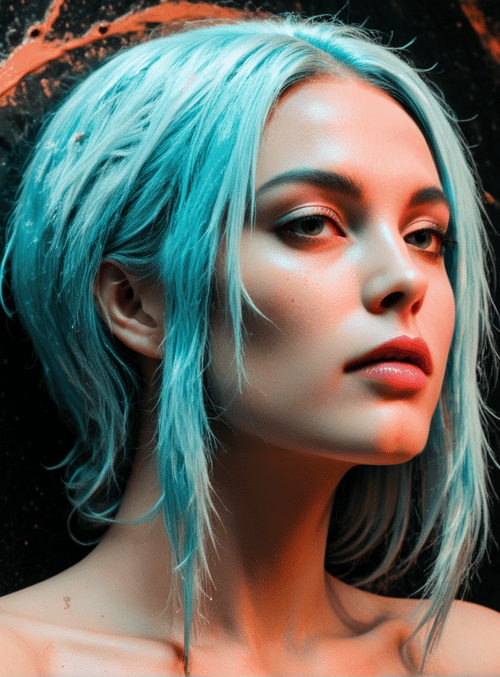 woman, hair, wall, paint