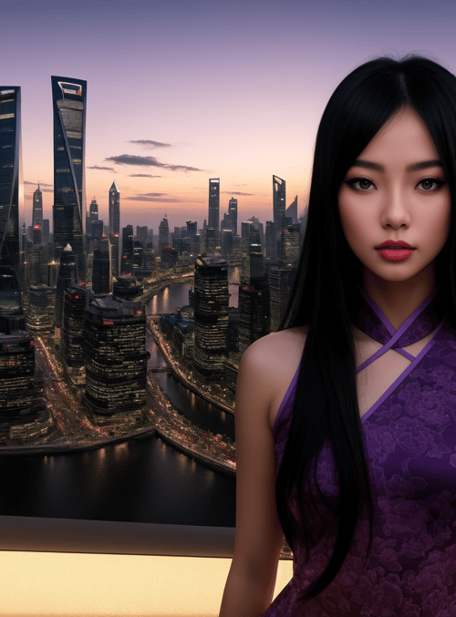 woman, cityscape, downtown