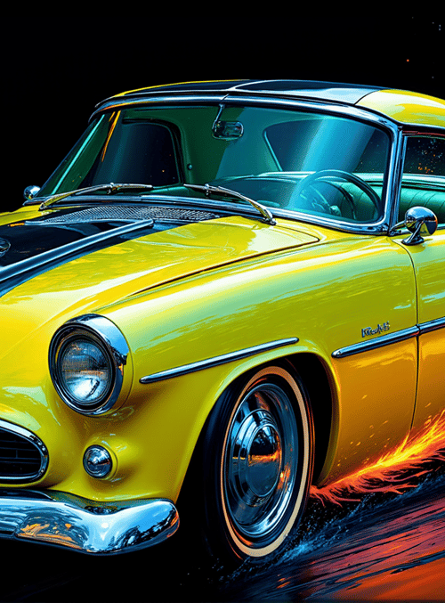 car, classic car, yellow car, hot rod, vintage car, muscle car