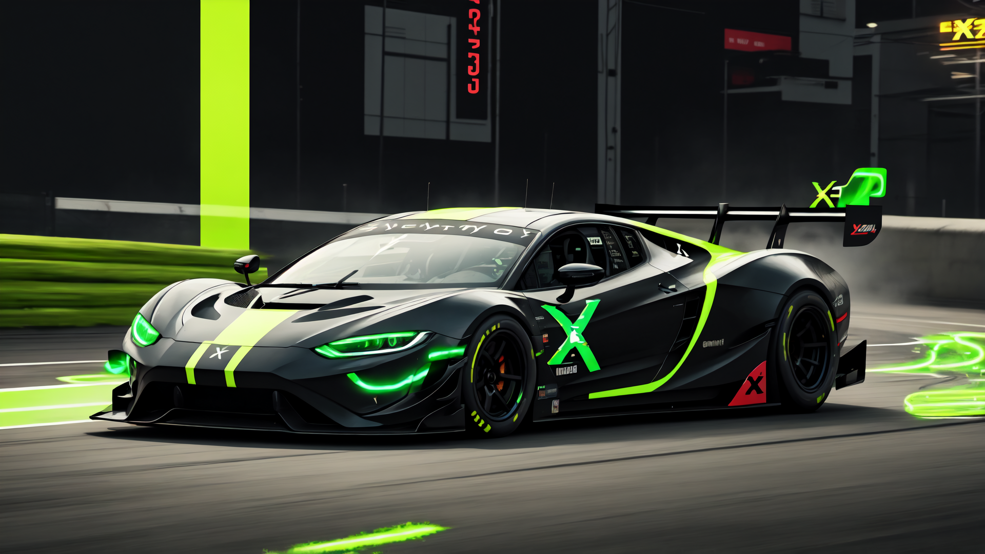 AI generated wallpaper featuring sports car, race car, supercar