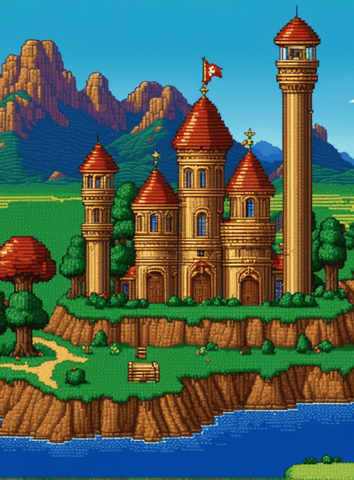 castle, island, tower